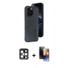 MARSİLYAN™- iPhone 15 Pro Max Kılıf Yörünge Işık Serisi - Siyah 3D Antistatik Mat Seramik Nano Ekran Koruyucu + PVD Metal Kamera Lens - LT