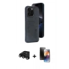 MARSİLYAN™- iPhone 15 Pro Max Kılıf Yörünge Işık Serisi - Siyah 3D Antistatik Mat Seramik Nano Ekran Koruyucu + Raze Metal Kamera Lens - SH