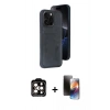 MARSİLYAN™- iPhone 15 Pro Max Kılıf Yörünge Işık Serisi - Siyah 3D Antistatik Mat Seramik Nano Ekran Koruyucu + PVD Metal Kamera Lens - TU