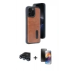 MARSİLYAN™- iPhone 15 Pro Max Kılıf Yörünge Işık Serisi - Siyah 3D Antistatik Mat Seramik Nano Ekran Koruyucu + Lacivert Raze Metal Kamera Lens