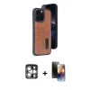 MARSİLYAN™- iPhone 15 Pro Max Kılıf Yörünge Işık Serisi - Siyah 3D Antistatik Mat Seramik Nano Ekran Koruyucu + PVD Metal Kamera Lens - GS