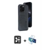 MARSİLYAN™- iPhone 15 Pro Max Kılıf Yörünge Işık Serisi - Siyah 3D Antistatik Seramik Nano Ekran Koruyucu + PVD Metal Kamera Lens - SH