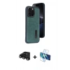 MARSİLYAN™- iPhone 15 Pro Max Kılıf Yörünge Işık Serisi - Siyah 3D Antistatik Seramik Nano Ekran Koruyucu + Raze Metal Kamera Lens - SH