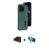 MARSİLYAN™- iPhone 15 Pro Max Kılıf Yörünge Işık Serisi - Siyah 3D Antistatik Seramik Nano Ekran Koruyucu + Raze Metal Kamera Lens - TMGI