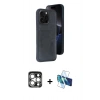 MARSİLYAN™- iPhone 15 Pro Max Kılıf Yörünge Işık Serisi - Siyah 3D Antistatik Seramik Nano Ekran Koruyucu + PVD Metal Kamera Lens - GS