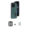 MARSİLYAN™- iPhone 15 Pro Max Kılıf Yörünge Işık Serisi - Siyah Bilvis 0.18mm Plus Cam Ekran Koruyucu + PVD Metal Kamera Lens - LT