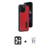 MARSİLYAN™- iPhone 15 Pro Max Kılıf Yörünge Işık Serisi - Siyah Bilvis 0.18mm Plus Cam Ekran Koruyucu + PVD Metal Kamera Lens - LT