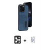 MARSİLYAN™- iPhone 15 Pro Max Kılıf Yörünge Işık Serisi - Siyah Bilvis 0.18mm Plus Cam Ekran Koruyucu + PVD Metal Kamera Lens - LT