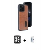 MARSİLYAN™- iPhone 15 Pro Max Kılıf Yörünge Işık Serisi - Siyah Bilvis 0.18mm Plus Cam Ekran Koruyucu + PVD Metal Kamera Lens - SH