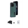 MARSİLYAN™- iPhone 15 Pro Max Kılıf Yörünge Işık Serisi - Siyah Bilvis 0.18mm Plus Cam Ekran Koruyucu + Raze Metal Kamera Lens - LT