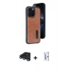 MARSİLYAN™- iPhone 15 Pro Max Kılıf Yörünge Işık Serisi - Siyah Bilvis 0.18mm Plus Cam Ekran Koruyucu + Raze Metal Kamera Lens - LT