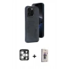 MARSİLYAN™- iPhone 15 Pro Max Kılıf Yörünge Işık Serisi - Siyah Bilvis 3D Cam Ekran Koruyucu + PVD Metal Kamera Lens - GS