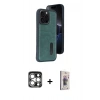 MARSİLYAN™- iPhone 15 Pro Max Kılıf Yörünge Işık Serisi - Siyah Bilvis 3D Cam Ekran Koruyucu + PVD Metal Kamera Lens - GS