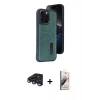 MARSİLYAN™- iPhone 15 Pro Max Kılıf Yörünge Işık Serisi - Siyah Bilvis 3D Mat Cam Ekran Koruyucu + Raze Metal Kamera Lens - LT