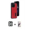 MARSİLYAN™- iPhone 15 Pro Max Kılıf Yörünge Işık Serisi - Siyah Bilvis 3D Mat Cam Ekran Koruyucu + Lacivert PVD Metal Kamera Lens