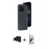 MARSİLYAN™- iPhone 15 Pro Max Kılıf Yörünge Işık Serisi - Siyah Bilvis 3D Mat Cam Ekran Koruyucu + Raze Metal Kamera Lens - SH