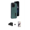 MARSİLYAN™- iPhone 15 Pro Max Kılıf Yörünge Işık Serisi - Siyah Bilvis 3D Mat Cam Ekran Koruyucu + Raze Metal Kamera Lens - TMGI