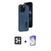 MARSİLYAN™- iPhone 15 Pro Max Kılıf Yörünge Işık Serisi - Siyah Bilvis 5in1 3D Magic Cam Ekran Koruyucu + PVD Metal Kamera Lens - GI
