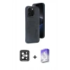 MARSİLYAN™- iPhone 15 Pro Max Kılıf Yörünge Işık Serisi - Siyah Bilvis 5in1 3D Magic Cam Ekran Koruyucu + PVD Metal Kamera Lens - SH