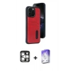 MARSİLYAN™- iPhone 15 Pro Max Kılıf Yörünge Işık Serisi - Siyah Bilvis 5in1 3D Magic Cam Ekran Koruyucu + PVD Metal Kamera Lens - GS