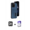 MARSİLYAN™- iPhone 15 Pro Max Kılıf Yörünge Işık Serisi - Siyah Bilvis 5in1 3D Magic Cam Ekran Koruyucu + PVD Metal Kamera Lens - SH