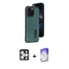 MARSİLYAN™- iPhone 15 Pro Max Kılıf Yörünge Işık Serisi - Siyah Bilvis 5in1 3D Magic Cam Ekran Koruyucu + PVD Metal Kamera Lens - GS
