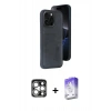 MARSİLYAN™- iPhone 15 Pro Max Kılıf Yörünge Işık Serisi - Siyah Bilvis 5in1 3D Magic Cam Ekran Koruyucu + PVD Metal Kamera Lens - GS
