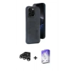 MARSİLYAN™- iPhone 15 Pro Max Kılıf Yörünge Işık Serisi - Siyah Bilvis 5in1 3D Magic Cam Ekran Koruyucu + Raze Metal Kamera Lens - GS