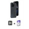 MARSİLYAN™- iPhone 15 Pro Max Kılıf Yörünge Işık Serisi - Siyah Bilvis 5in1 3D Magic Cam Ekran Koruyucu + PVD Metal Kamera Lens - GI