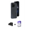 MARSİLYAN™- iPhone 15 Pro Max Kılıf Yörünge Işık Serisi - Siyah Bilvis 5in1 3D Magic Cam Ekran Koruyucu + Raze Metal Kamera Lens - TMGI