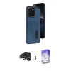 MARSİLYAN™- iPhone 15 Pro Max Kılıf Yörünge Işık Serisi - Siyah Bilvis 5in1 3D Magic Cam Ekran Koruyucu + Raze Metal Kamera Lens - GS