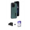 MARSİLYAN™- iPhone 15 Pro Max Kılıf Yörünge Işık Serisi - Siyah Bilvis 5in1 3D Magic Cam Ekran Koruyucu + Raze Metal Kamera Lens - TMGI
