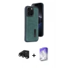 MARSİLYAN™- iPhone 15 Pro Max Kılıf Yörünge Işık Serisi - Siyah Bilvis 5in1 3D Magic Cam Ekran Koruyucu + Raze Metal Kamera Lens - SH