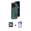 MARSİLYAN™- iPhone 15 Pro Max Kılıf Yörünge Işık Serisi - Siyah Bilvis 5in1 3D Magic Cam Ekran Koruyucu + PVD Metal Kamera Lens - SH