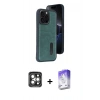 MARSİLYAN™- iPhone 15 Pro Max Kılıf Yörünge Işık Serisi - Siyah Bilvis 5in1 3D Magic Cam Ekran Koruyucu + PVD Metal Kamera Lens - GI