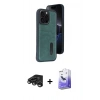 MARSİLYAN™- iPhone 15 Pro Max Kılıf Yörünge Işık Serisi - Siyah Bilvis 5in1 5D Magic Hayalet Cam Ekran Koruyucu + Raze Metal Kamera Lens - TMGI
