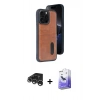 MARSİLYAN™- iPhone 15 Pro Max Kılıf Yörünge Işık Serisi - Siyah Bilvis 5in1 5D Magic Hayalet Cam Ekran Koruyucu + Raze Metal Kamera Lens - GS