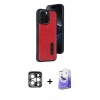 MARSİLYAN™- iPhone 15 Pro Max Kılıf Yörünge Işık Serisi - Siyah Bilvis 5in1 5D Magic Hayalet Cam Ekran Koruyucu + Gümüş PVD Metal Kamera Lens