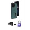 MARSİLYAN™- iPhone 15 Pro Max Kılıf Yörünge Işık Serisi - Siyah Bilvis 5in1 5D Magic Hayalet Cam Ekran Koruyucu + Raze Metal Kamera Lens - GS