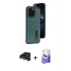 MARSİLYAN™- iPhone 15 Pro Max Kılıf Yörünge Işık Serisi - Siyah Bilvis 5in1 5D Magic Hayalet Cam Ekran Koruyucu + Raze Metal Kamera Lens - LT