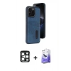 MARSİLYAN™- iPhone 15 Pro Max Kılıf Yörünge Işık Serisi - Siyah Bilvis 5in1 5D Magic Hayalet Cam Ekran Koruyucu + PVD Metal Kamera Lens - LT