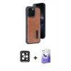 MARSİLYAN™- iPhone 15 Pro Max Kılıf Yörünge Işık Serisi - Siyah Bilvis 5in1 5D Magic Hayalet Cam Ekran Koruyucu + PVD Metal Kamera Lens - SH