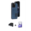 MARSİLYAN™- iPhone 15 Pro Max Kılıf Yörünge Işık Serisi - Siyah Bilvis 5in1 5D Magic Hayalet Cam Ekran Koruyucu + Raze Metal Kamera Lens - LT