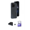 MARSİLYAN™- iPhone 15 Pro Max Kılıf Yörünge Işık Serisi - Siyah Bilvis 5in1 5D Magic Hayalet Cam Ekran Koruyucu + Raze Metal Kamera Lens - LT