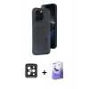 MARSİLYAN™- iPhone 15 Pro Max Kılıf Yörünge Işık Serisi - Siyah Bilvis 5in1 5D Magic Hayalet Cam Ekran Koruyucu + PVD Metal Kamera Lens - SH