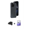 MARSİLYAN™- iPhone 15 Pro Max Kılıf Yörünge Işık Serisi - Siyah Bilvis 5in1 5D Magic Hayalet Cam Ekran Koruyucu + Raze Metal Kamera Lens - TMGI