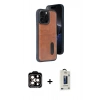 MARSİLYAN™- iPhone 15 Pro Max Kılıf Yörünge Işık Serisi - Siyah Bilvis Hayalet Cam Ekran Koruyucu + PVD Metal Kamera Lens - TU