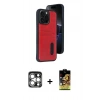 MARSİLYAN™- iPhone 15 Pro Max Kılıf Yörünge Işık Serisi - Siyah Buffer Cam Ekran Koruyucu + PVD Metal Kamera Lens - GS