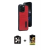 MARSİLYAN™- iPhone 15 Pro Max Kılıf Yörünge Işık Serisi - Siyah Buffer Cam Ekran Koruyucu + PVD Metal Kamera Lens - TU