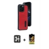 MARSİLYAN™- iPhone 15 Pro Max Kılıf Yörünge Işık Serisi - Siyah Buffer Cam Ekran Koruyucu + PVD Metal Kamera Lens - GI